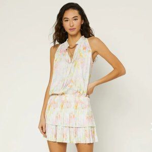 CURRENT AIR Cara Watercolor Pleated Mini Dress